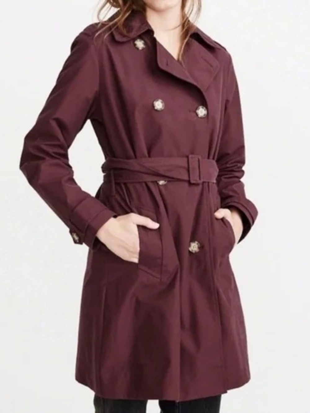 Abercrombie & Fitch Women's Maroon Trench Coat